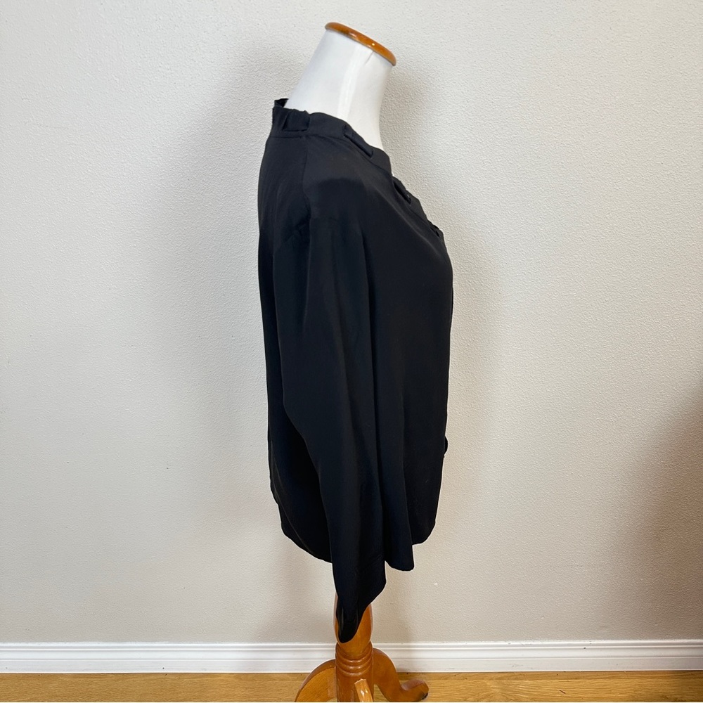 SANDRO Paris Black‎ Silk V-Neck Blouse Top Women’s Sz 2 / Medium US - Picture 4 of 8